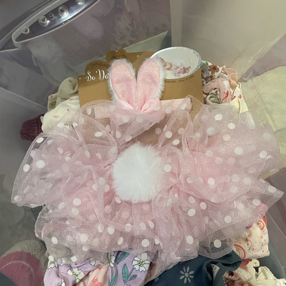 Carter's Pink Polka Dot Diaper Cover with Bunny Ears